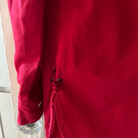 COACH Red collared button up blouse with tie details - Picture 3 of 5